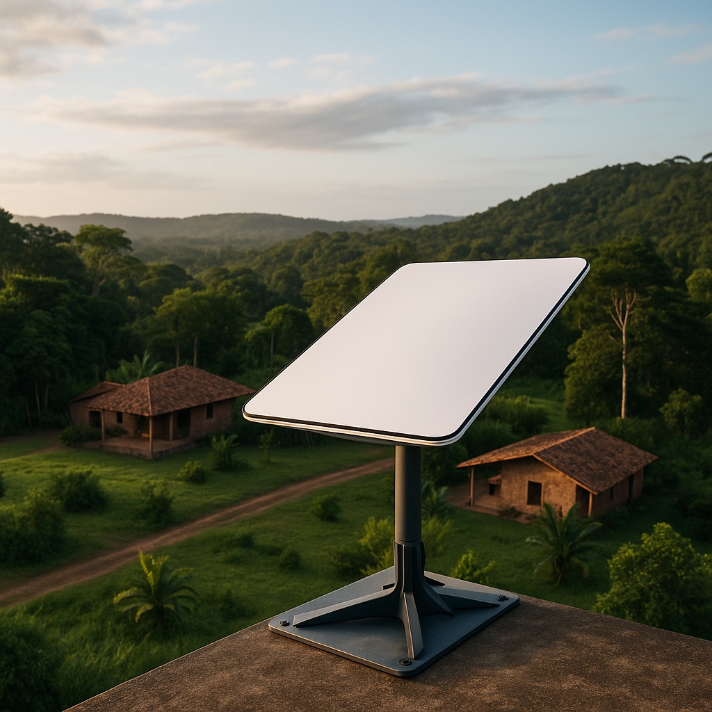 Starlink dish installed at a rural hotel in Guyana