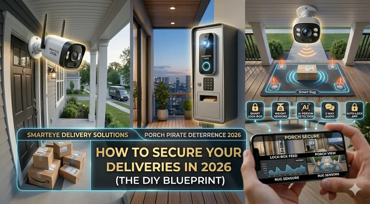 Security camera with active floodlight detecting a porch pirate in Georgetown, Guyana, 2026 DIY blueprint for securing deliveries