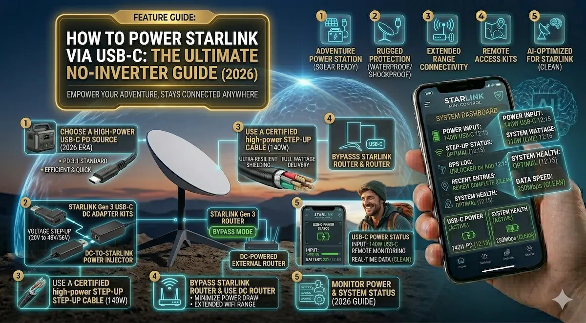power starlink with usb-c no inverter